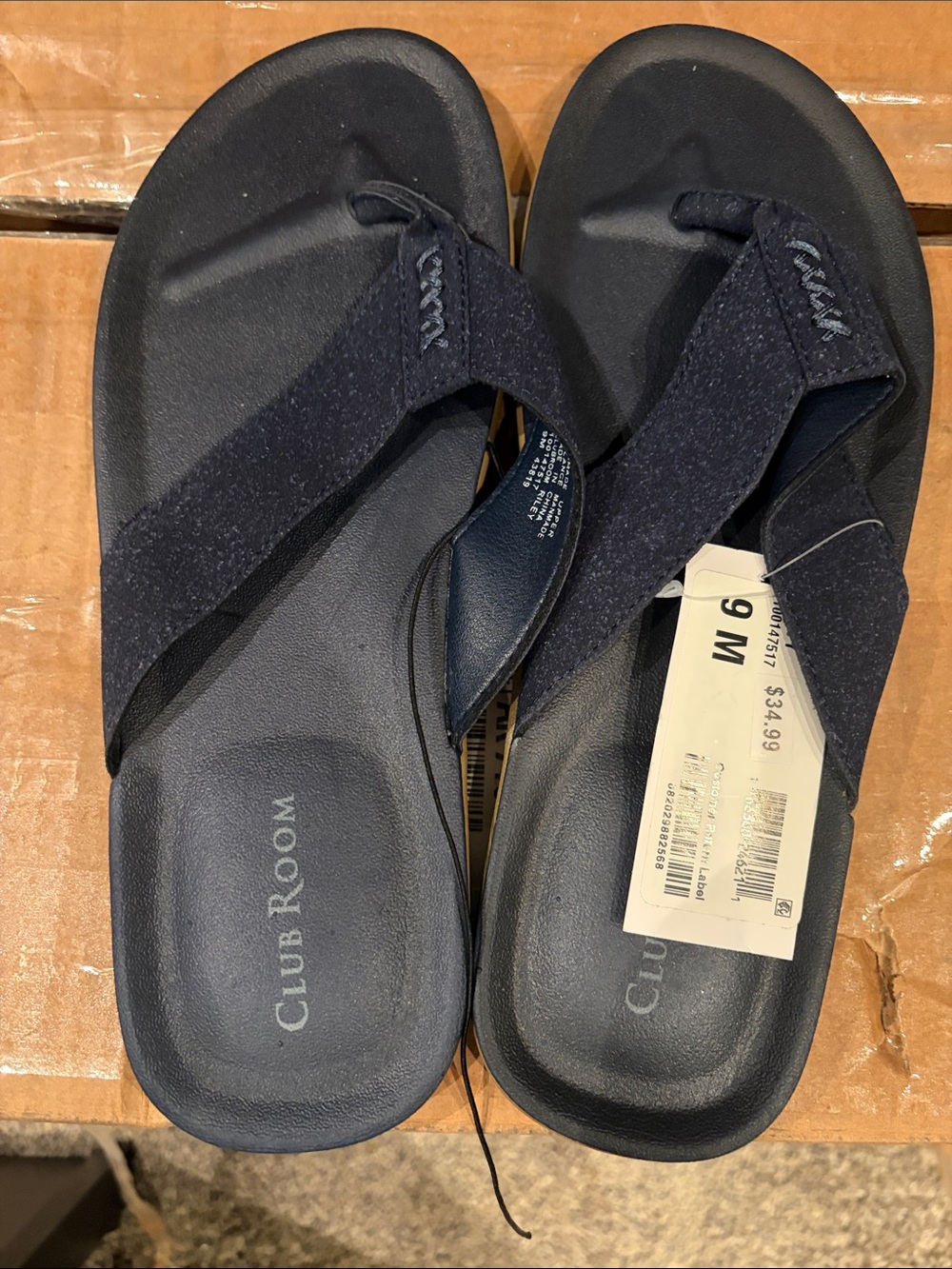 Club Room Dark Blue Foam Thong Sandals